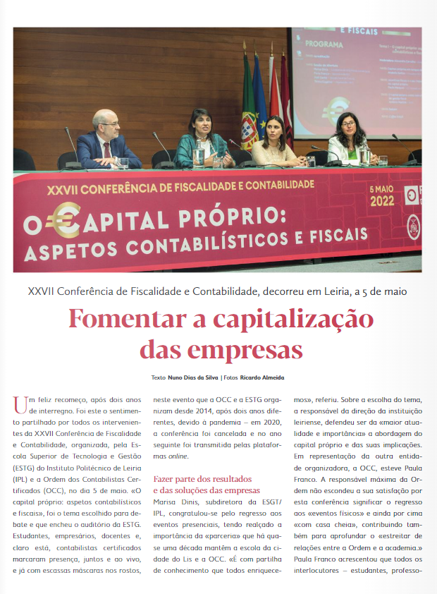 XXVII Conferência de Fiscalidade e Contabilidade - Revista Contabilística - OCC