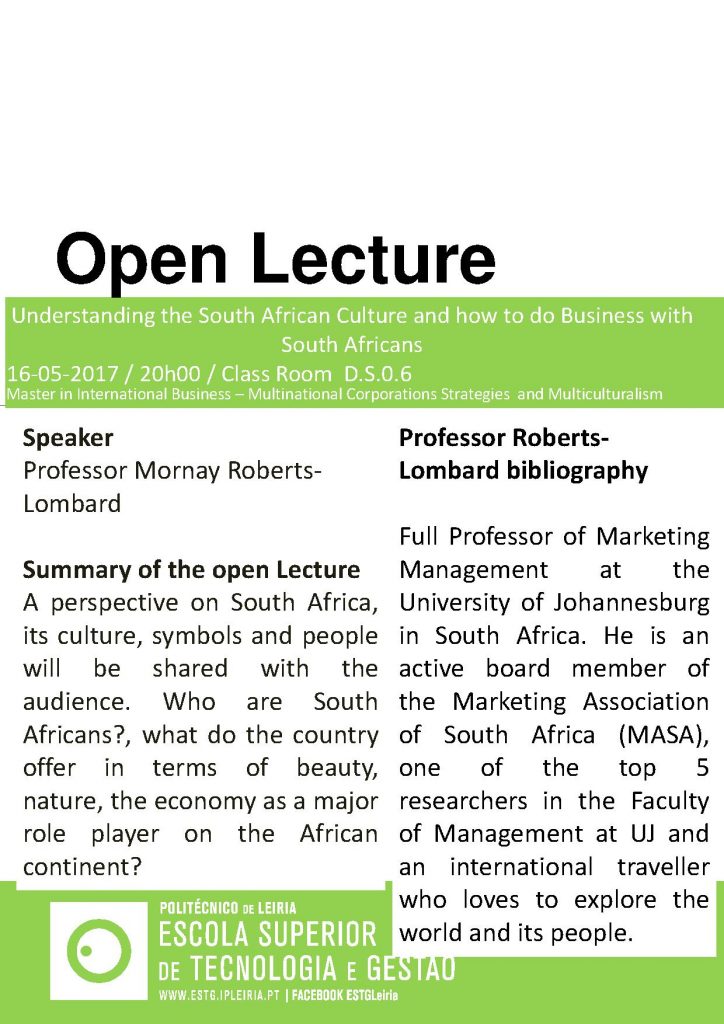 Open Lecture_South African Culture (Prof M Roberts-Lombard)