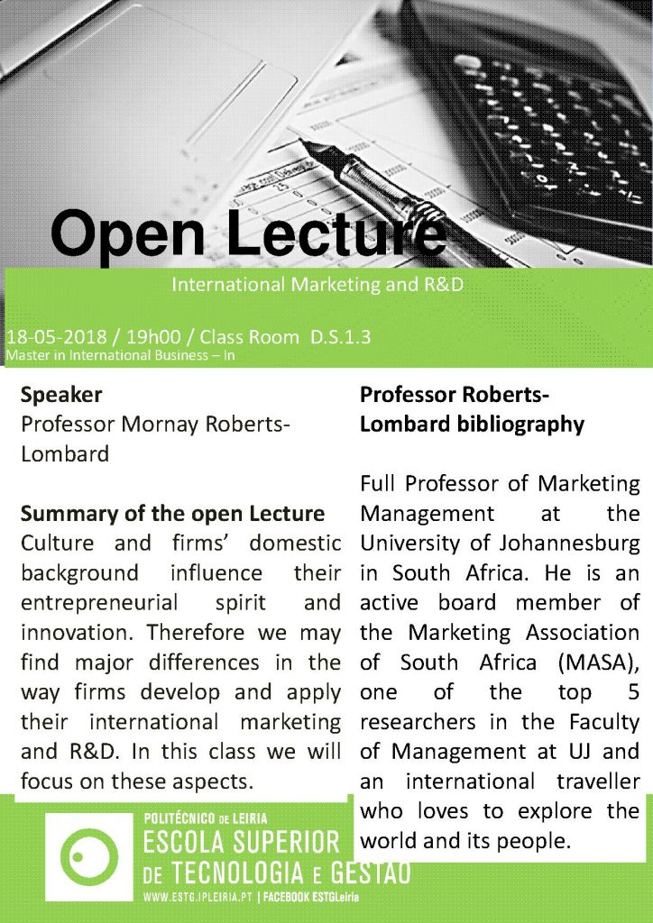 Open Lecture_International Marketing and R&D (Prof M Roberts-Lombard)