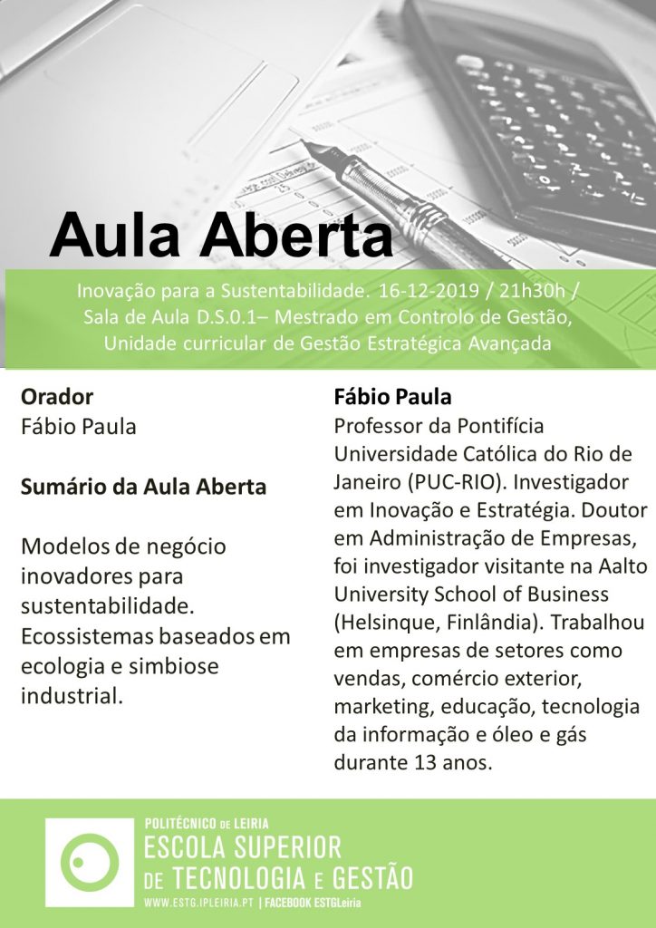 16 dezembro Aula Aberta Fábio Paula - Inovação para Sustentabilidade