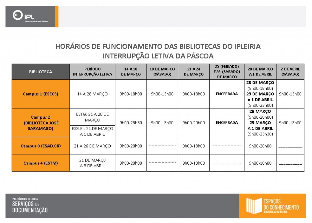 horario pascoa 2016