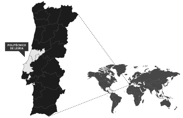 Mapa com a localização do Politécnico no Mundo